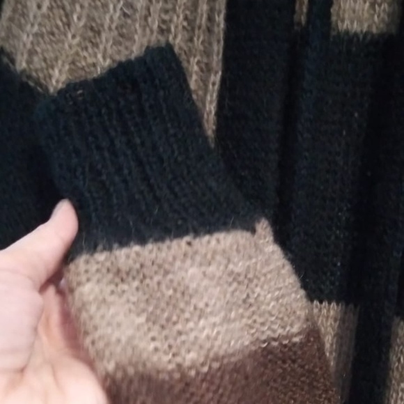 Vintage WAY OUT Mohair Striped Long Sleeve Open Front Cardigan Sweater Size M - Picture 4 of 7